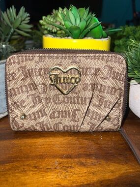 Juicy Couture Brown Logo Zip Card Case